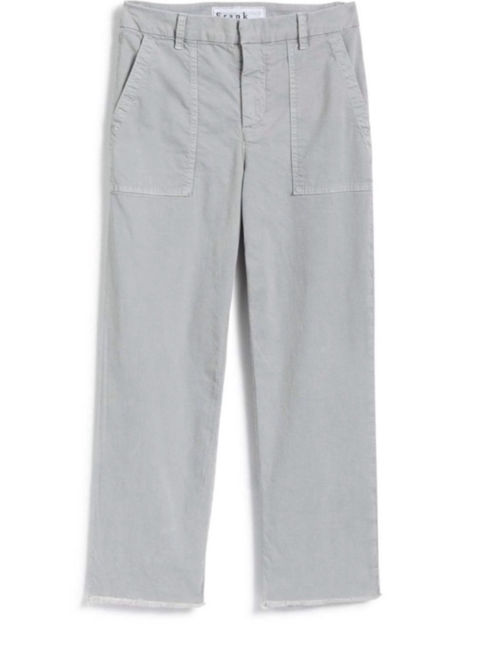 Frank & Eileen Blackstone Light Gray Utility  Straight Cropped Fray Hem Pants 6
